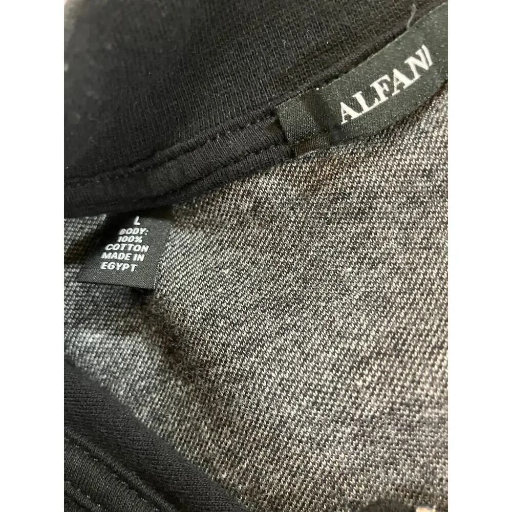 Alfani Men’s Large Full Zip Sweatshirt Gray Black Colorblock Cotton Jacket
